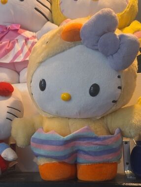 Sanrio Hello Kitty Yellow Plush with Purple Bow and Orange Feet